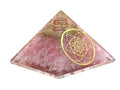 Amazing Gemstone Large Rose Quartz Orgone Pyramid Crystal, Sacred Flower of Life Orgonite Pyramid - Positive Energy Healing