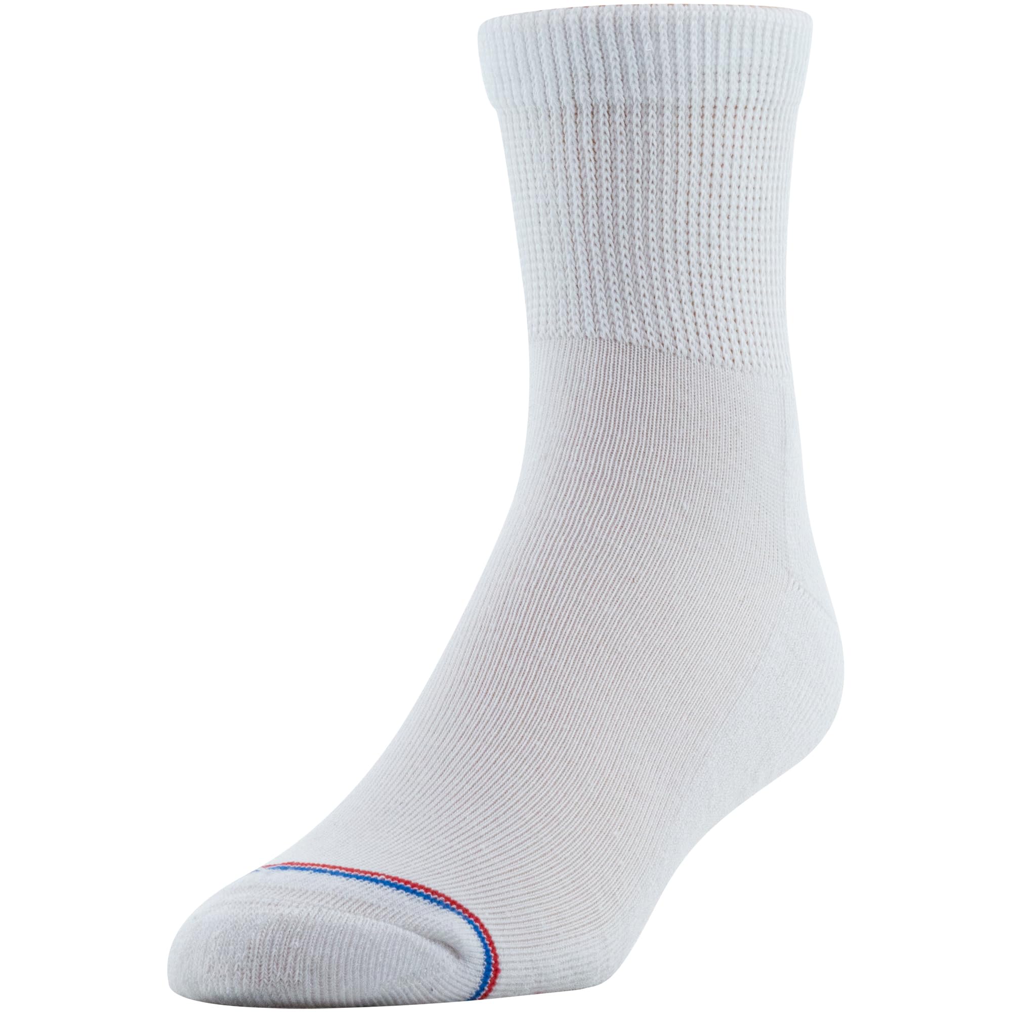 MediPEDS Quarter Socks with Non-Binding Top and Cushion, Multipairs, White (4-Pairs), Shoe Size: Men's 7-12 Women's 10-13