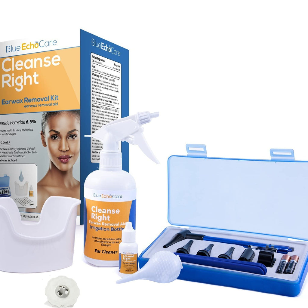Cleanse Right - Ear Wax Removal Tool Kit, USA Made .5oz Ear Drops, USA Made, Reusable, Dishwasher Friendly! Otoscope, Irrigation