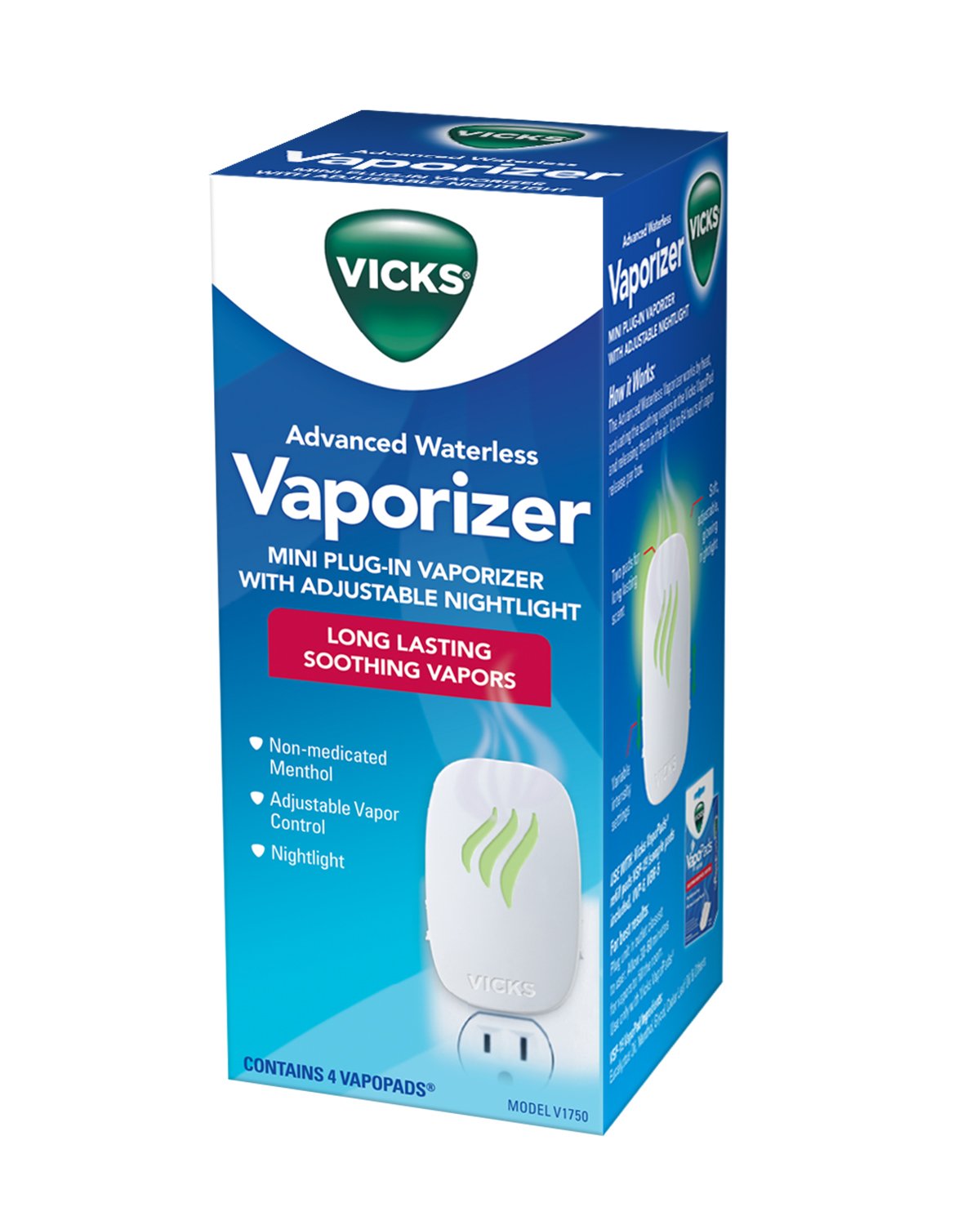 Vicks Advanced Soothing Vapors Waterless Vaporizer with Night Light and VapoPads to Help Relieve Discomfort from Colds and Flu ,