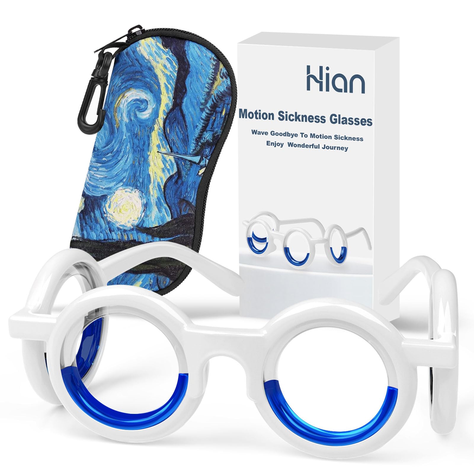 Hion Motion Sickness Glasses, Car Sickness Glasses,Relieve Carsickness Airsickness Seasickness Glasses,Ultra-Light Portable Anti
