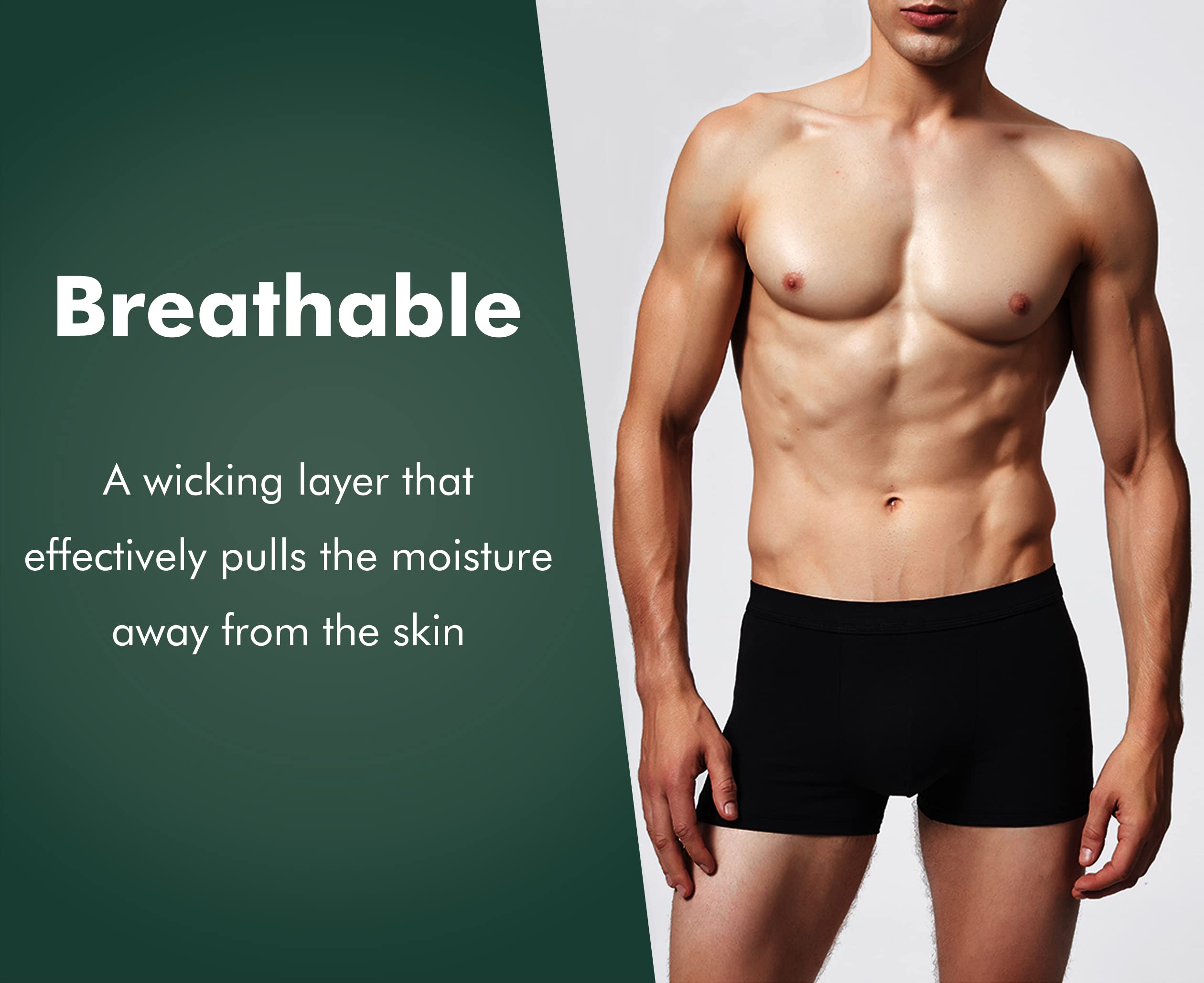 AIRCUTE Men Urinary Incontinence Underwear Washable Absorbency Soft Bladder Leak Proof Boxer Briefs 60 ML 3 Pack (Small,3 Black)