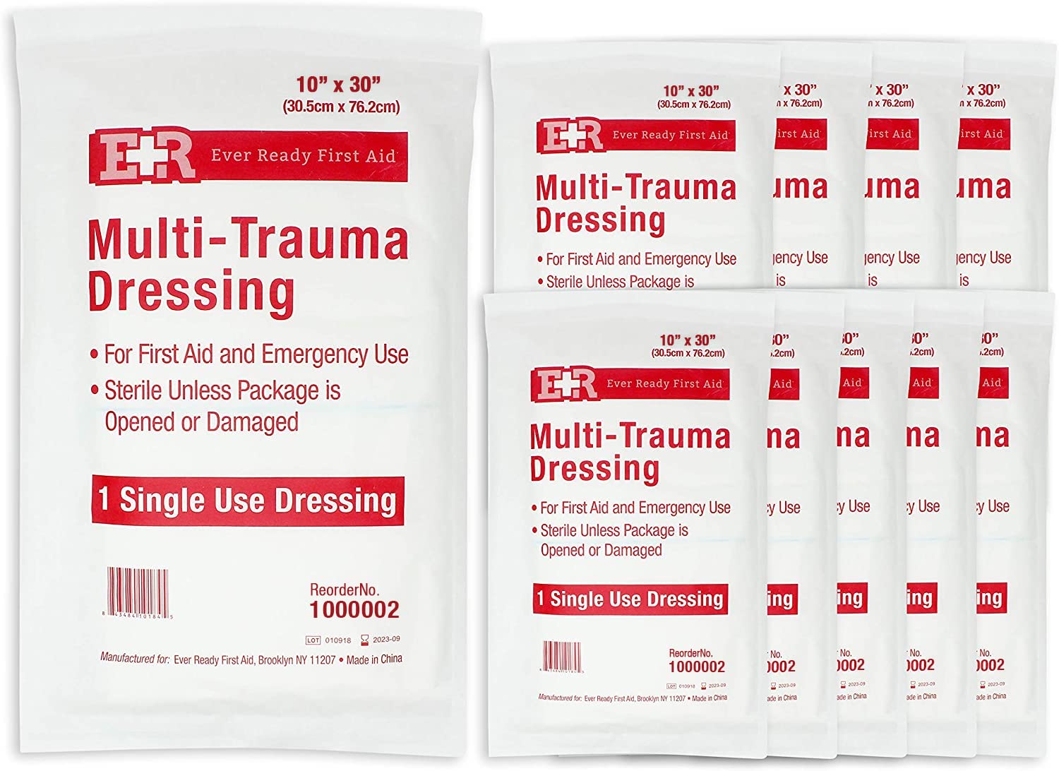 Ever Ready First Aid Multi-Trauma Dressing 10x30 10 Count