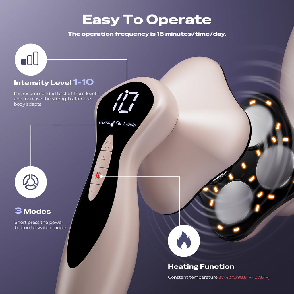 Oranmagic Professional Electric Body Massager - 4 in 1 Upgraded Portable Skin Tightening with Heating for Belly, Waist, Arms, Bu