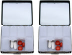 Set of 2 Metal-Plated Weekly (7-Day) Pill Box Case & Portable Medicine Organizer (Antique Brass Victorian)