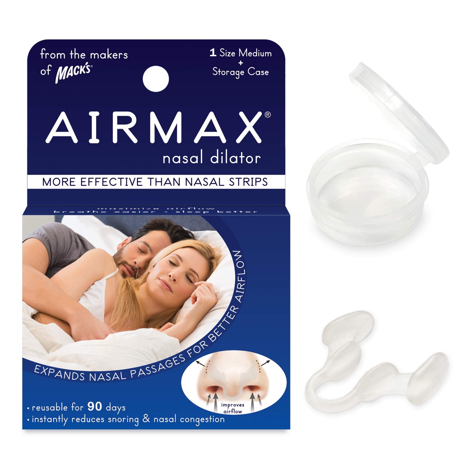 AIRMAX Nasal Dilator for Better Sleep - Natural, Comfortable, Anti Snoring Device, Snoring Solution for Maximum Airflow and Easi