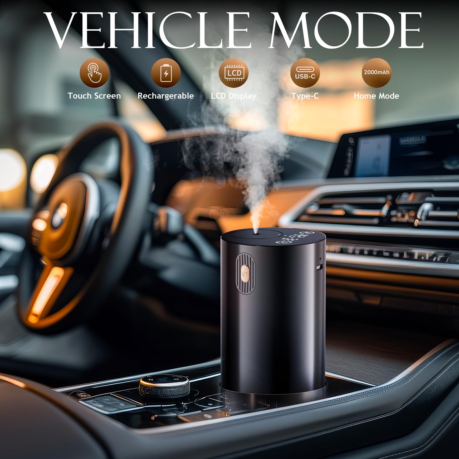 JUANANIUG Waterless Essential Oil Diffuser Rechargable: Portable Aromatherapy Diffuser for Car and Home - 4 Concentration Adjust