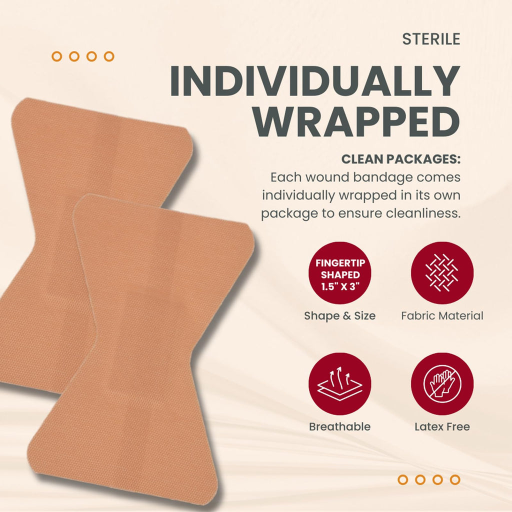 Dealmed Fabric Fingertip Flexible Adhesive Bandages - 100 Count (12 Pack) Bandages with Non-Stick Pad, Latex Free, Wound Care fo