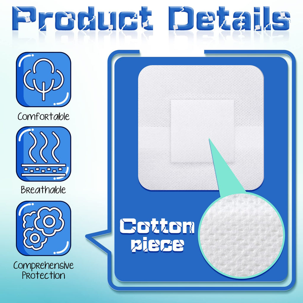 Nuanchu 50 Pieces Island Dressing Bordered Gauze Wound Care Bandage with Adhesive Border Wound Bandage Pads Waterproof Breathabl
