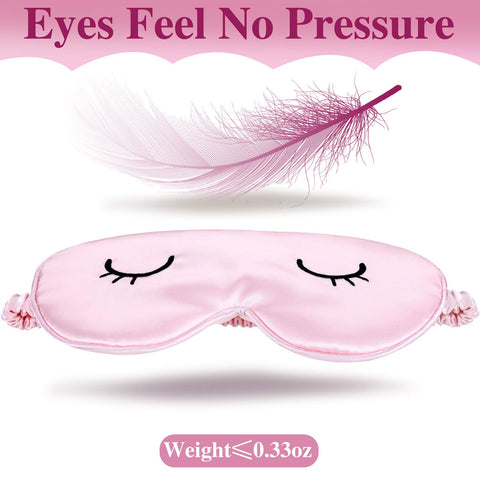 4 Pieces Sleep Eye Masks Silk Sleep Eye Cover Cute Lightweight Adjustable Eyeshade Mask Satin Night Eyeshade Covers for Women Me