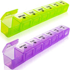 2-Pack Large Weekly Pill Organizer,Vitamin Pill Box Organizer 7 Day with Big Compartments, Am Pm Pill case for Travel,XL Medicin