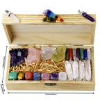 Nvzi Healing Crystals and Stones Kit in Box, Chakra Crystal Set, Amethyst Crystal, Rose Quartz, Citrine, Clear Quartz Wands, Red