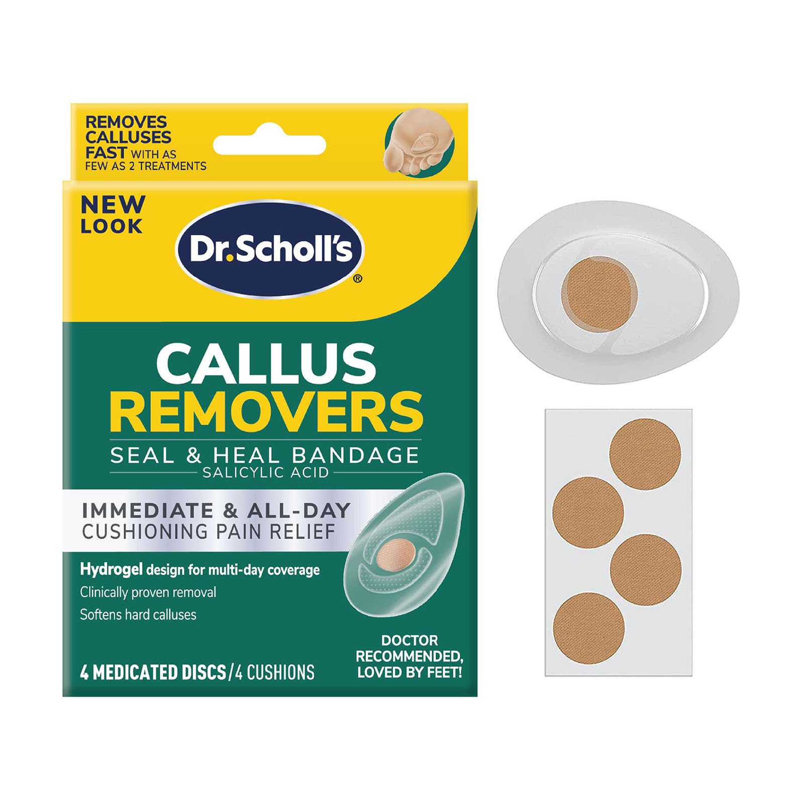 Dr. Scholl's CALLUS REMOVER Seal & Heal Bandage with Hydrogel Technology, 4ct // Removes Calluses Fast And Provides Cushioning P