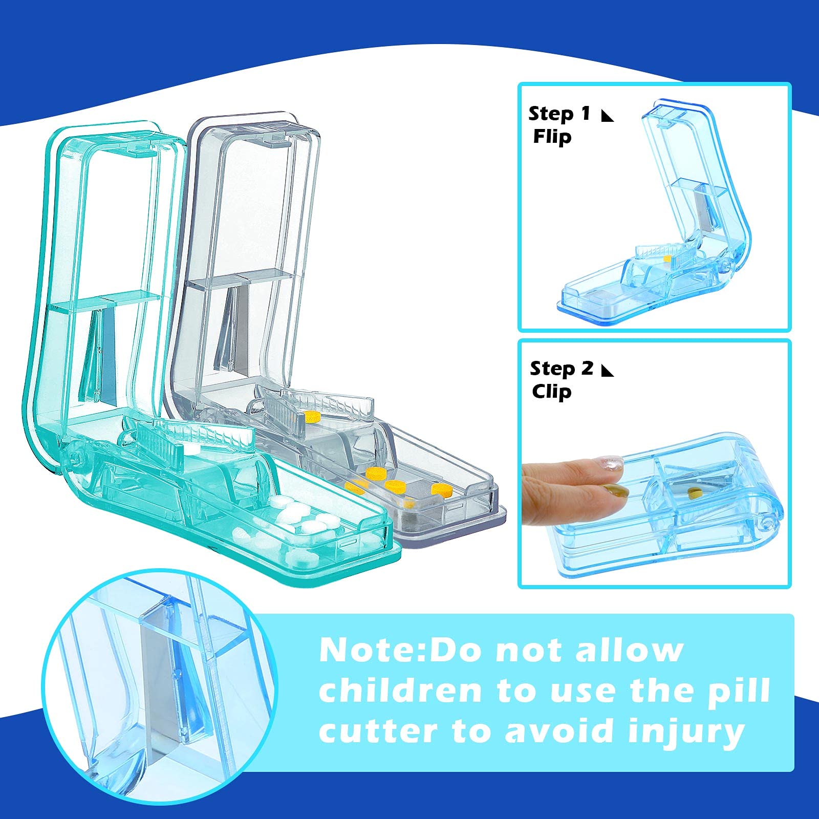 Nuanchu 18 Pieces Pill Cutter Portable Medicine Holder with Stainless Steel Blade Easy Cut for Cutting Pills Tablet in Half for
