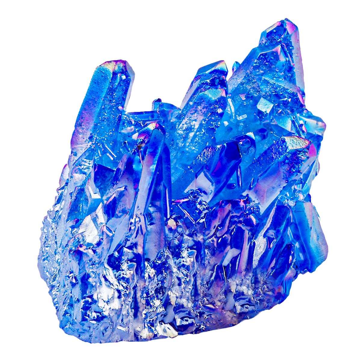 Rockcloud Healing Crystal Natural Titanium Coated Blue Rock Quartz Cluster Geode Druzy Home Decoration Gemstone Specimen