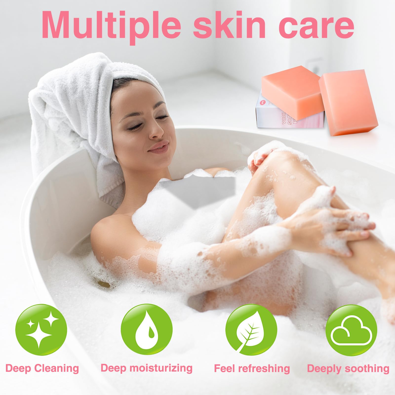 2 PCS Big Yoni Bar Soap, 2 * 5.29oz Organic Yoni Wash Yoni Soap Bar for Women Ph Balance Feminine Wash, Natural Vaginal Body Bat