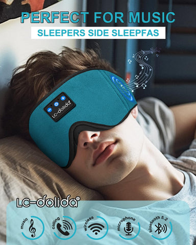 Sleep Mask with Bluetooth Headphones,LC-dolida Sleep Headphones Bluetooth Sleep Mask 3D Sleeping Headphones for Side Sleepers Be