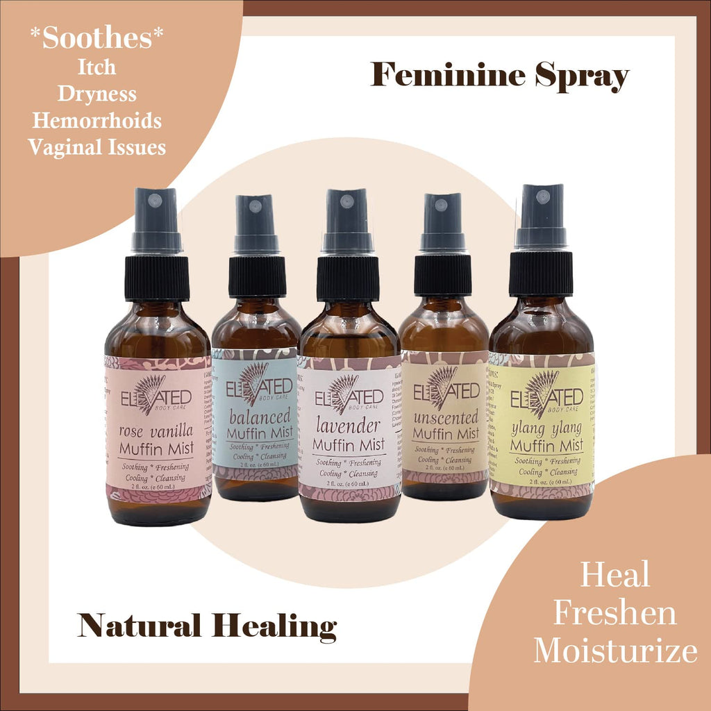 ELEVATED Muffin Mist - Organic Natural Feminine Spray| 5 Scents | Yoni Oil | Vegan | Herbal Infused Oil helps Soothe Vaginal Dry