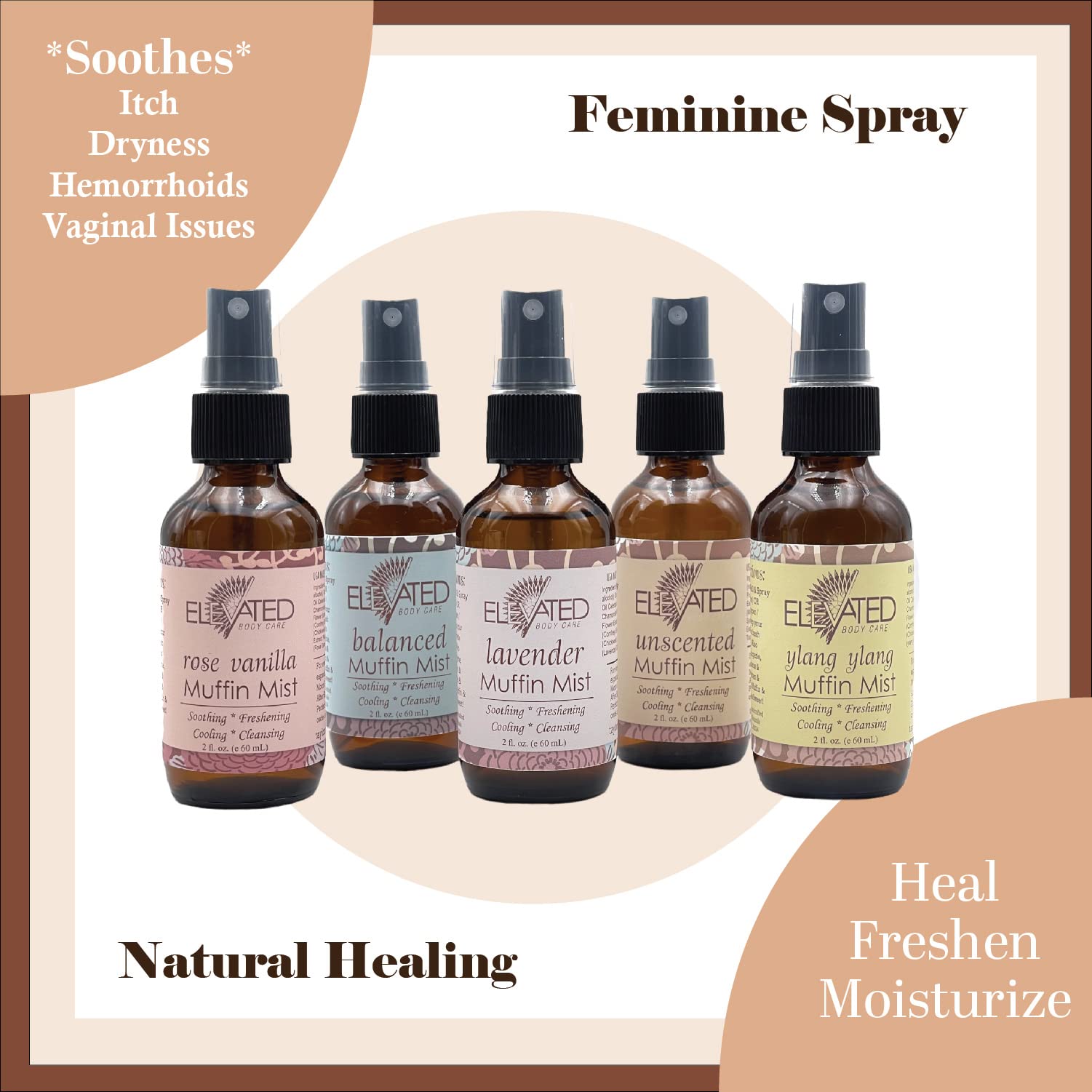 ELEVATED Muffin Mist - Organic Natural Feminine Spray| 5 Scents | Yoni Oil | Vegan | Herbal Infused Oil helps Soothe Vaginal Dry