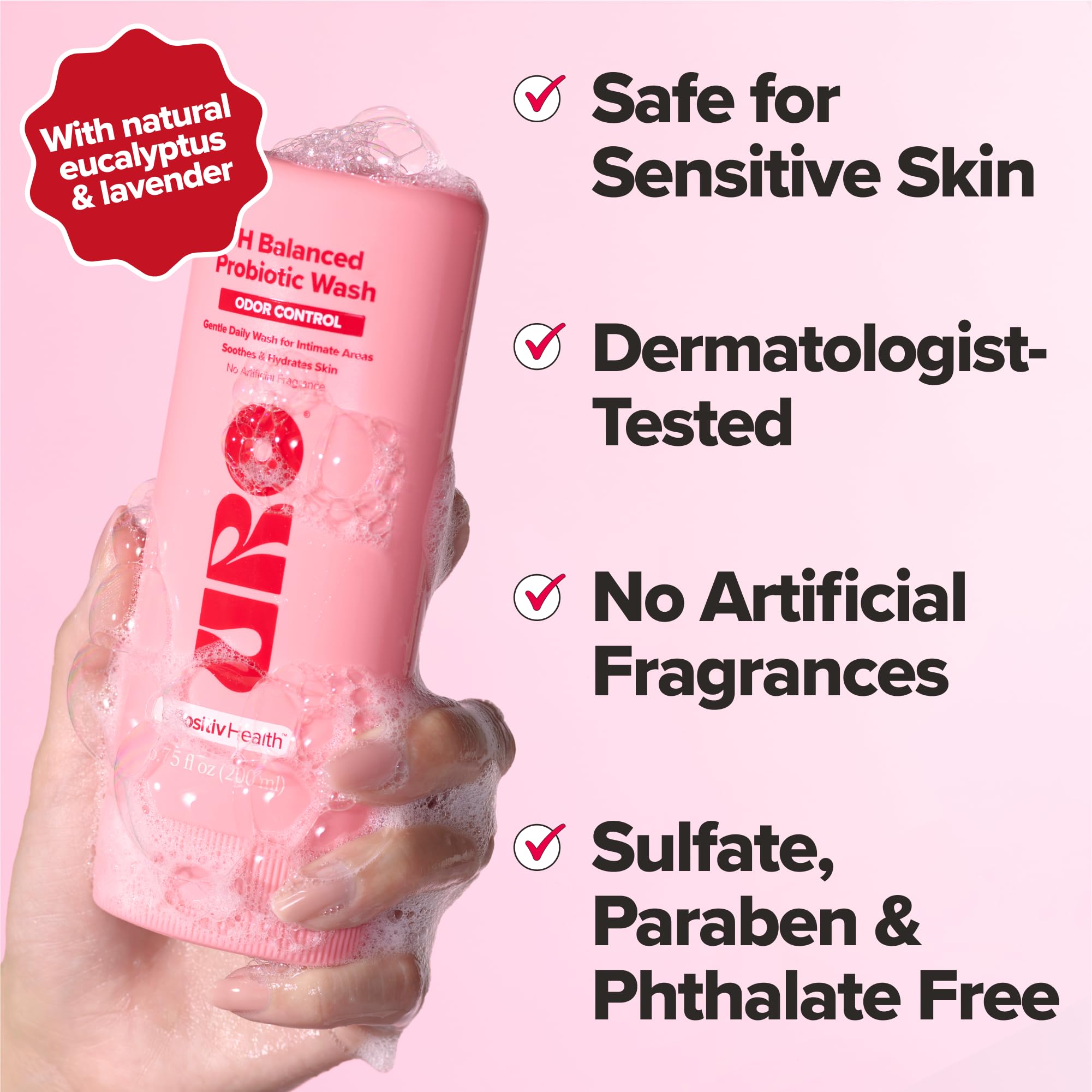 O Positiv URO pH Balanced Probiotic Wash - Odor Control, pH Balance, Dryness & Irritation Support for Intimate Areas - Probiotic