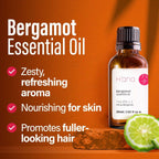 Hana Bergamot Essential Oil - 100% Pure and Natural Bergamot Oil for Diffuser, Hair, Shampoo, Skin and Aromatherapy - With a Fre