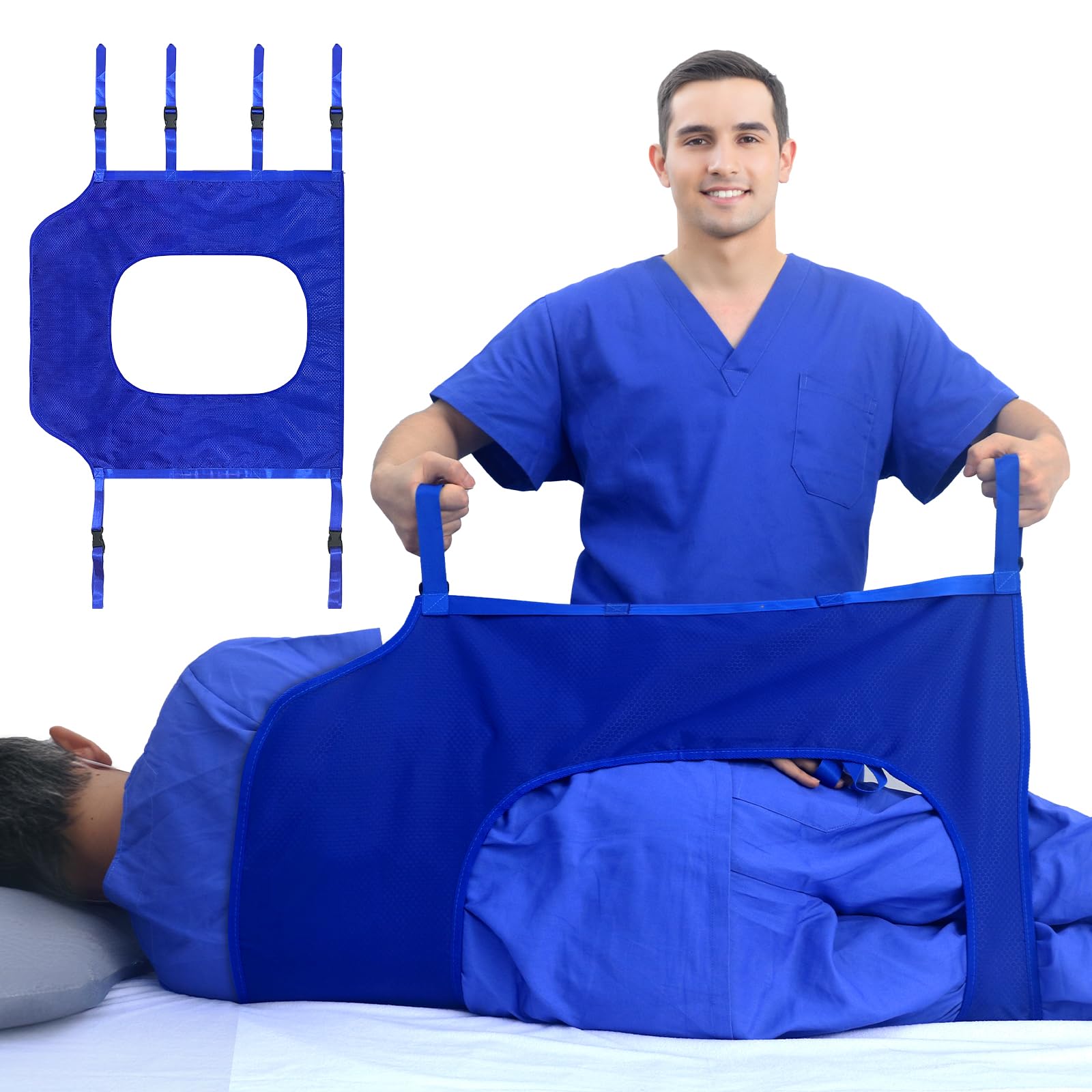 OISNSOIN Positioning Bed Pad with Reinforced Handles 31 x 29 Incontinence Mattress Bedding for Body Lifting, Turning,Repositioni