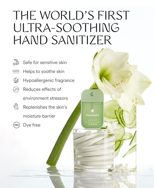 Touchland Gentle Mist Ultra-Soothing Hand Sanitizer Spray, Lily Of The Valley scented, 500-Sprays each, 1FL OZ Travel Size