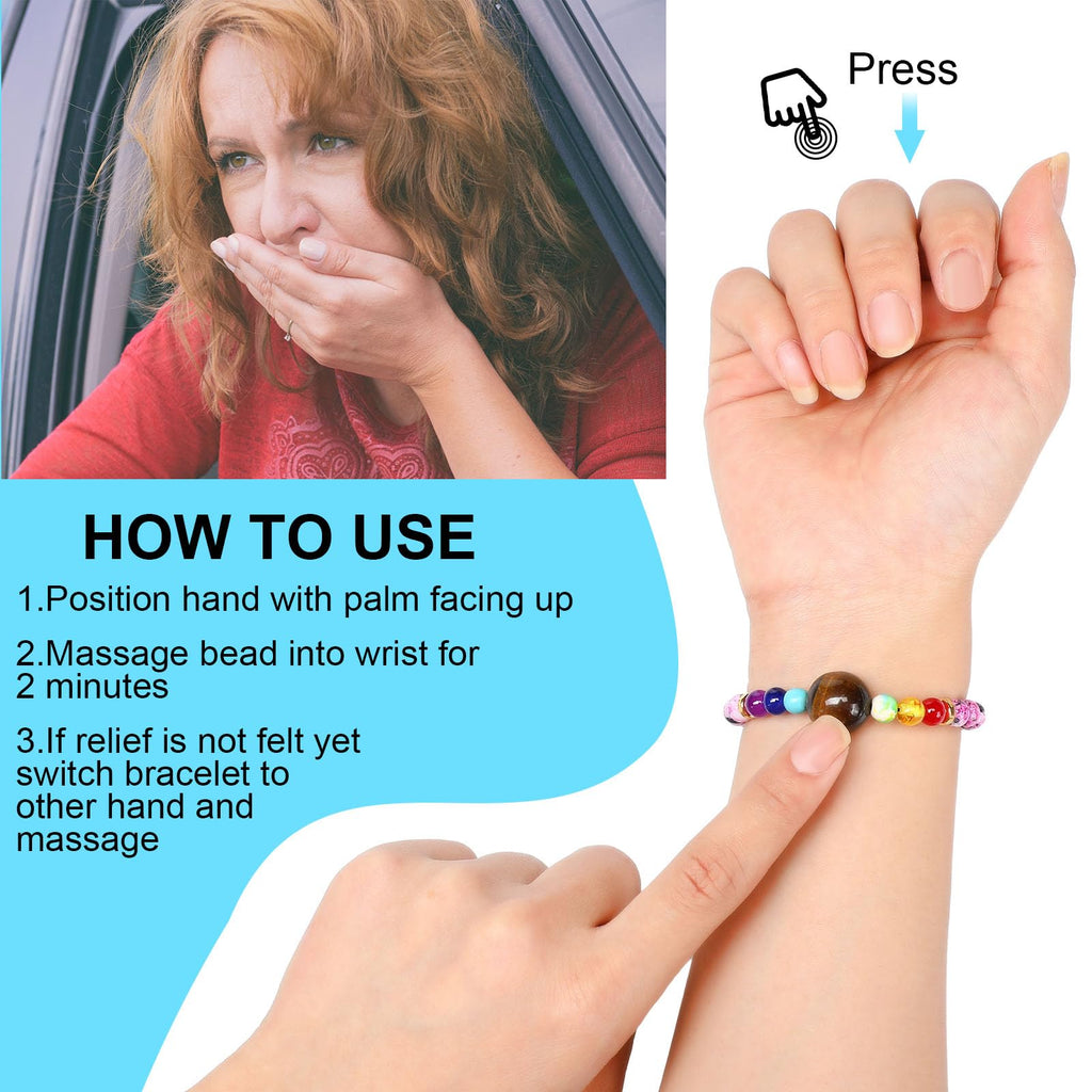 Sureio 6 Pcs Motion Sickness Bands Bracelet Anti Nausea Adjustable Wristband for Cruise Ship Essentials Seasickness Adult(Fashio