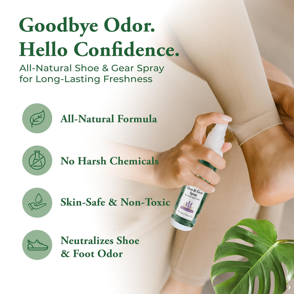 Natural Shoe Deodorizer and Foot Spray - Foot Odor Eliminator for Shoes, Sports Equipment, and Feet - Long-Lasting, Smelly Feet