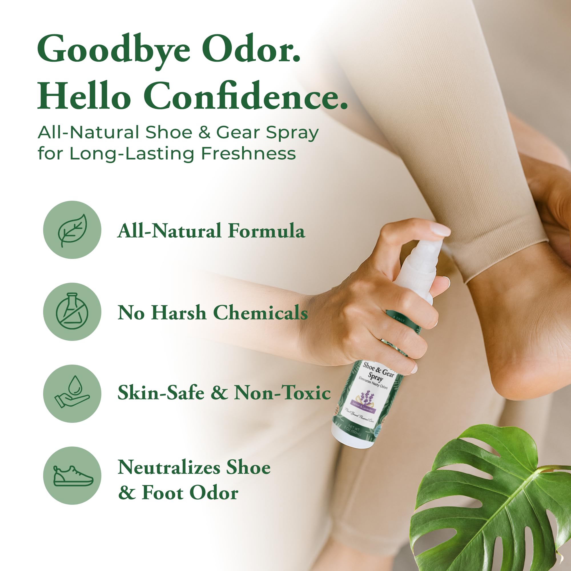Natural Shoe Deodorizer and Foot Spray - Foot Odor Eliminator for Shoes, Sports Equipment, and Feet - Long-Lasting, Smelly Feet