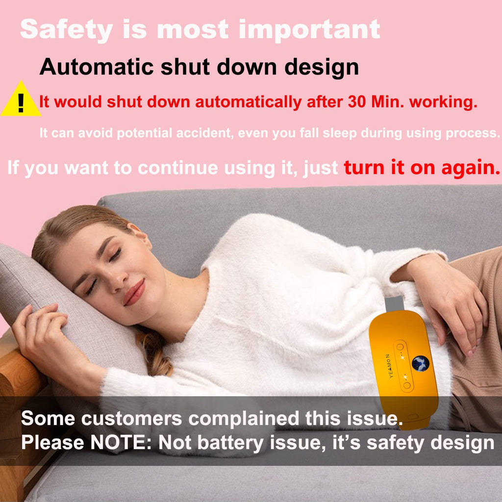 Portable CordlessElectric Waist Belt Device, Fast with 3 Heat Levels and 3 Massage Modes, Back or Belly Heating Pad for Women an