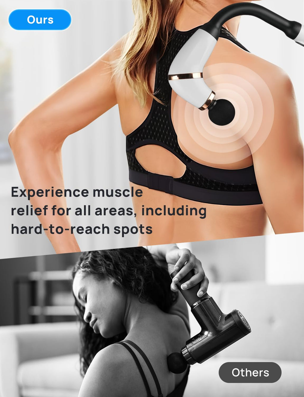 Hiluce Massage Gun with Extended Handle,Back Muscles, Neck, Shoulders, Waist,Legs Massager with LCD Screen, 12MM Deep Tissue wit