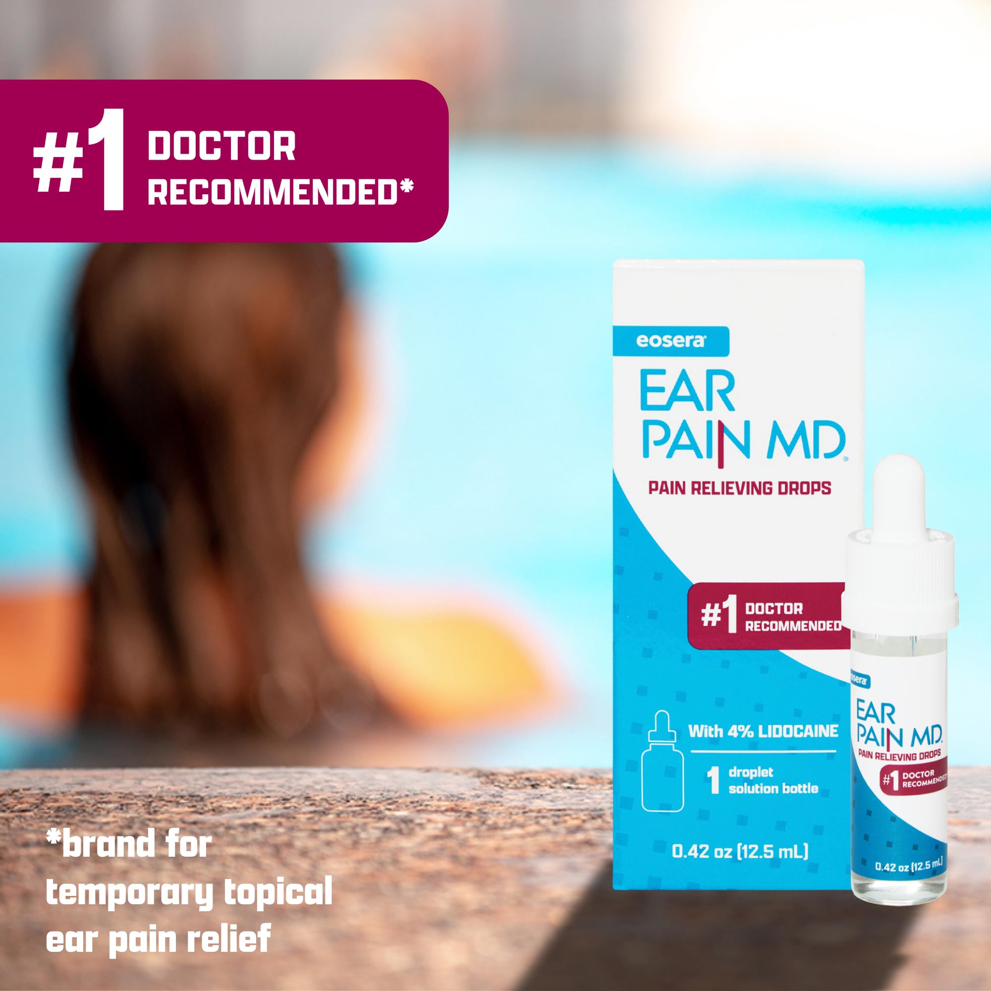 eosera Ear Pain MD - Pain Relieving Drops with 4% Lidocaine 12.5mL | Ear Ache Pain Relief | Doctor Recommended | Fast-Acting | T