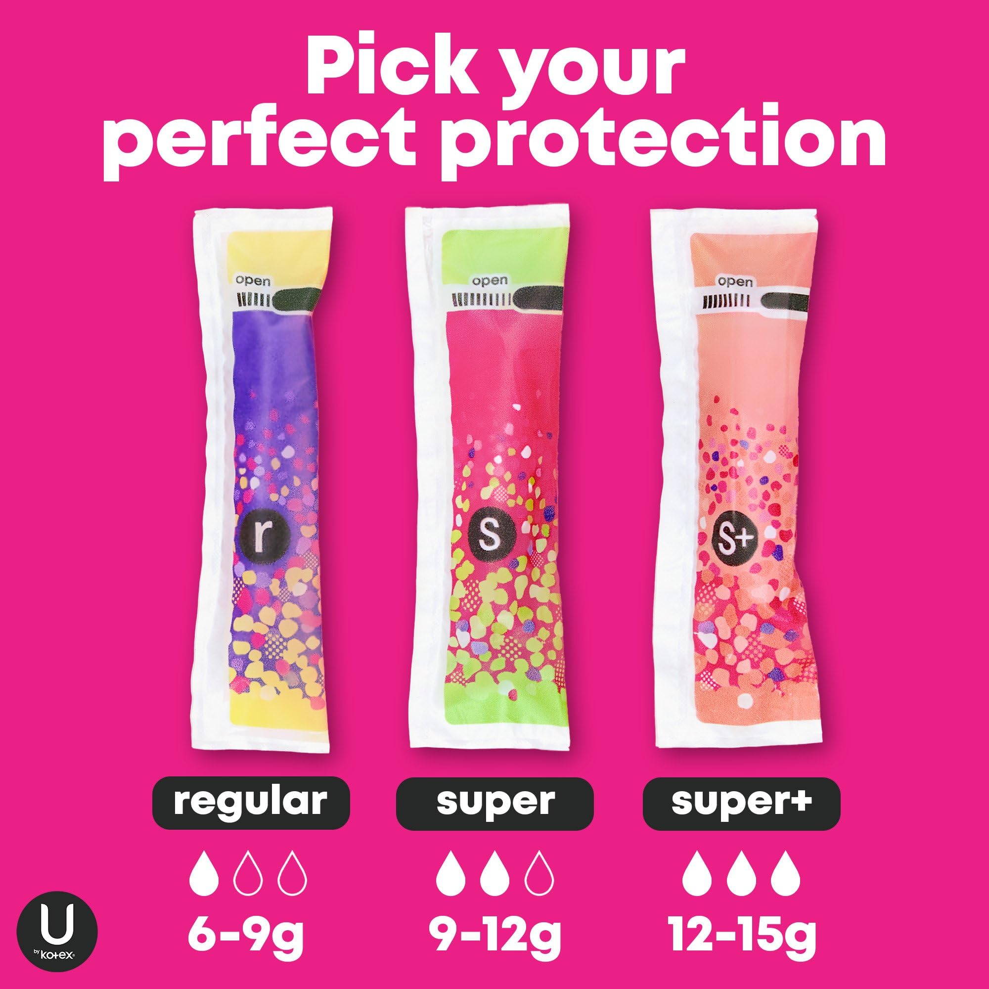 U by Kotex Tampons, Click Compact Multipack, Regular/Super Absorbency, Unscented, 45 Count