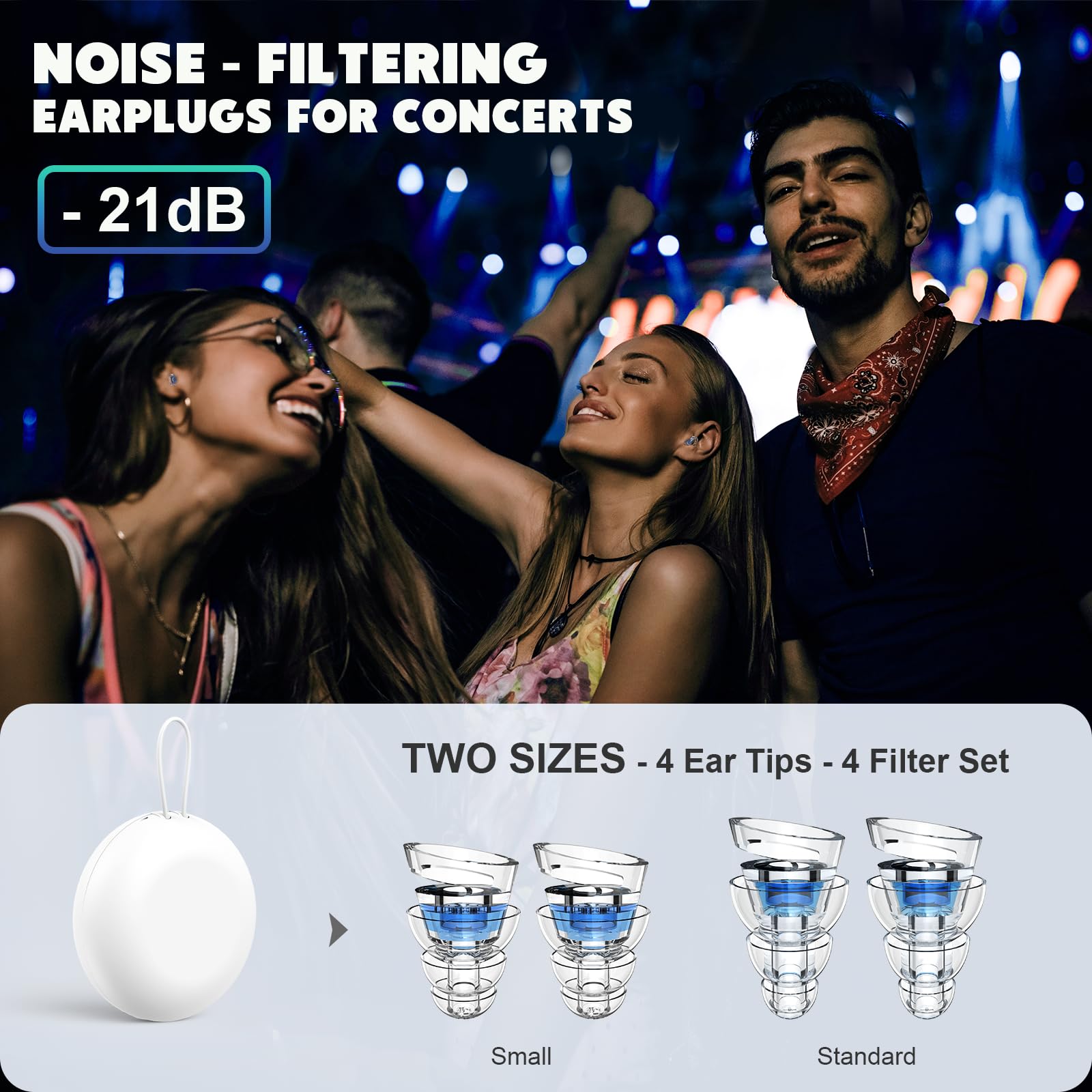 OEDOC Concert Ear Plugs, High Fidelity Ear Plugs for Conerts, 2 Pair Noise Cancelling Music Earplugs for Musicians,DJS,Festival,
