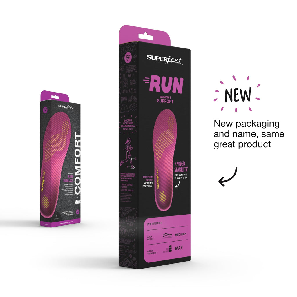 Superfeet Run Womens Support Insoles - Trim-to-Fit High Arch Support - Carbon Fiber Orthotic Shoe Inserts for Running Shoes - P
