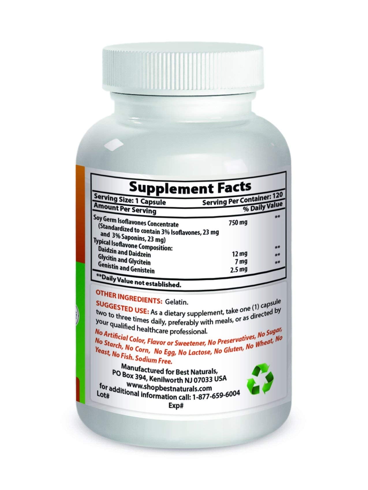 Best Naturals Best Naturals Soy Isoflavones for Women 750 Mg Capsules, 120 Count
