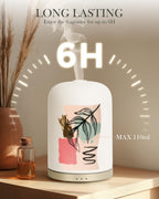 110ML Essential Oil Diffuser with Handmade Ceramic Cover, Aromatherapy Diffuser for Large Room, Quiet Ultrasonic Aroma Diffuser