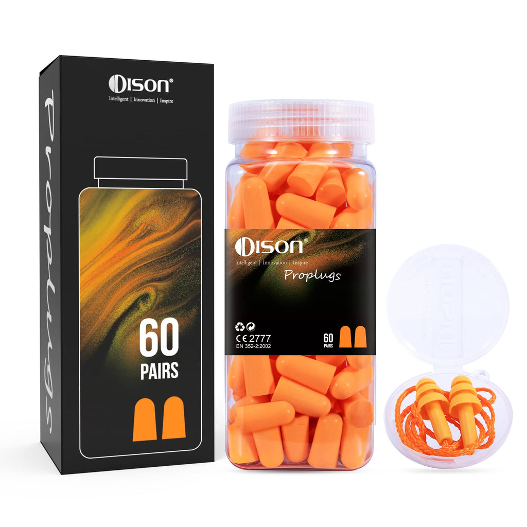 60Pairs Foam Earplugs, 38dB Noise Reduction Ear Plugs, Hearing Protection EarPlugs for Sleeping Noise Cancelling,Shooting Range,