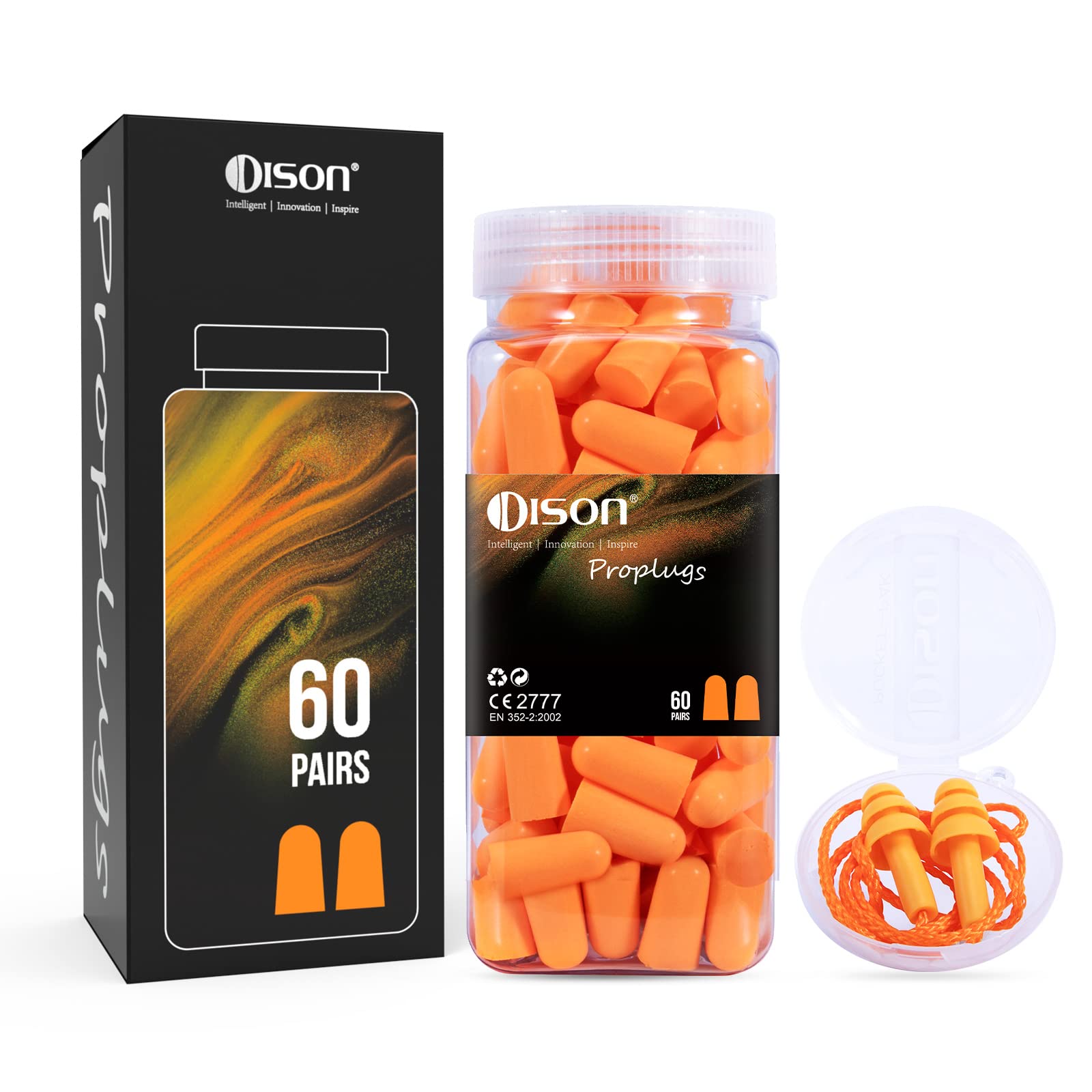 60Pairs Foam Earplugs, 38dB Noise Reduction Ear Plugs, Hearing Protection EarPlugs for Sleeping Noise Cancelling,Shooting Range,