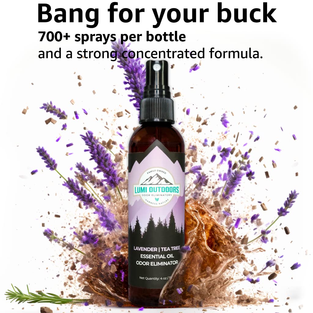 Lumi Outdoors Natural Shoe Deodorizer Spray & Odor Eliminator - Lavender Tea Tree Essential Oil Odor Eater