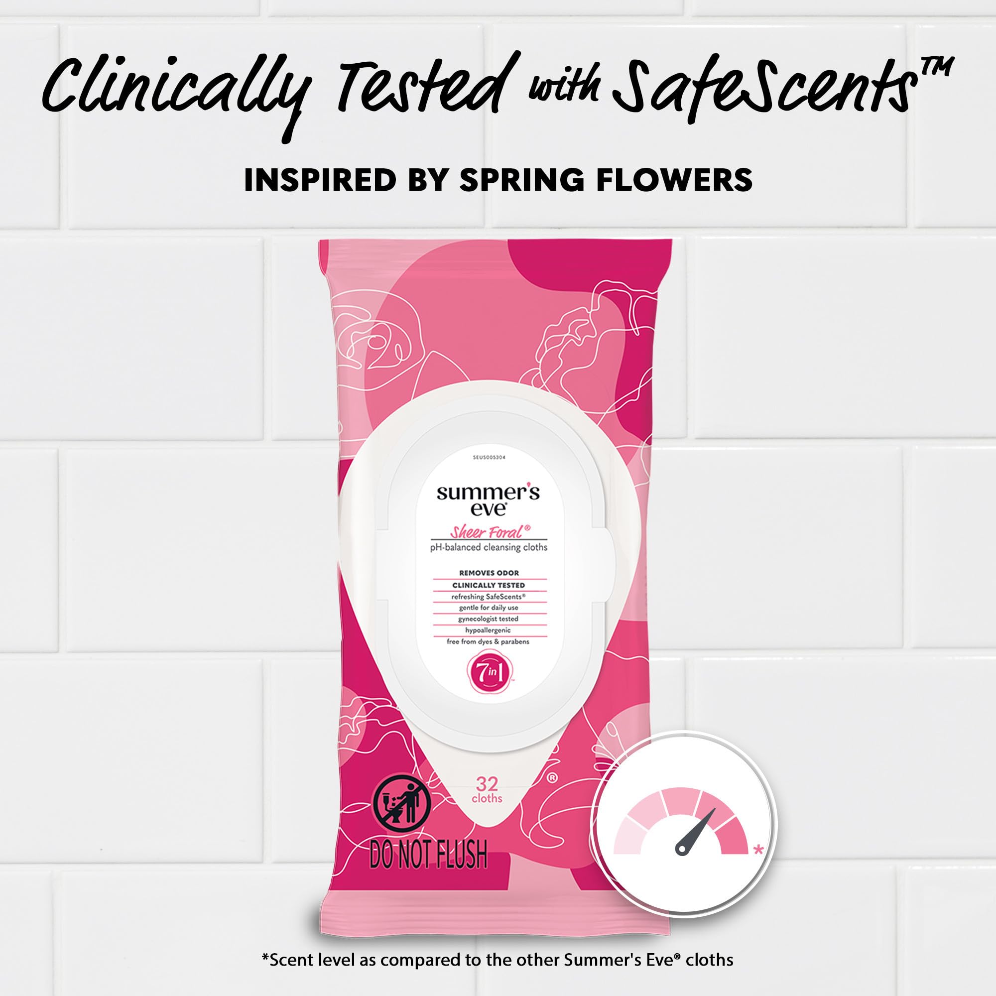 Summer's Eve Feminine Cleansing Wipes, Sheer Floral, 32 Count, 12 Pack