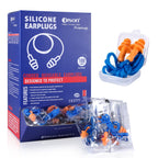 Dison 100Pairs Silicone Ear Plugs, 32dB Corded Reusable Earplugs for Hearing Protection, Noise Reduction for Shooting Range, Wor