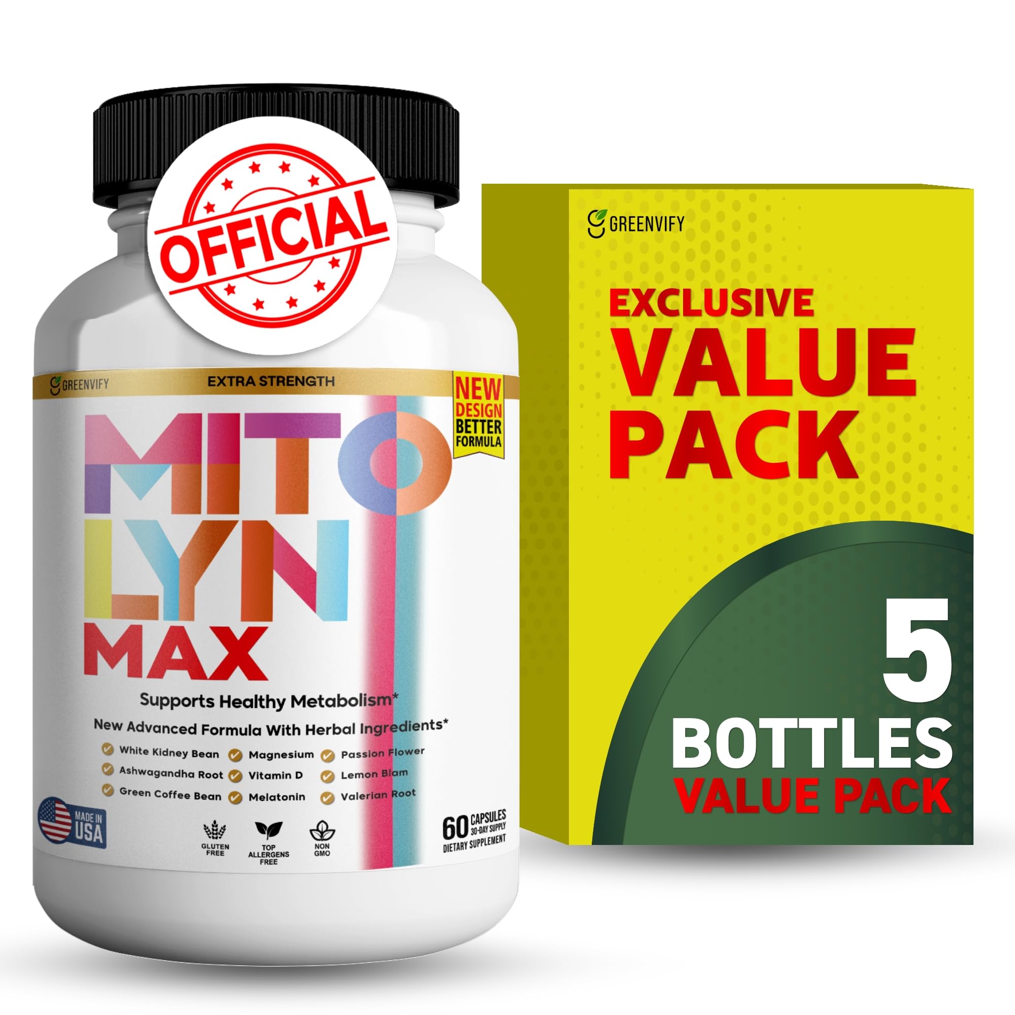 GREENVIFY Mitolyn Max Burner Burn Powerful Formula Anabolic Recovery, Natural Sleep Aid with Magnesium, Ashwaganda - 300 Capsule