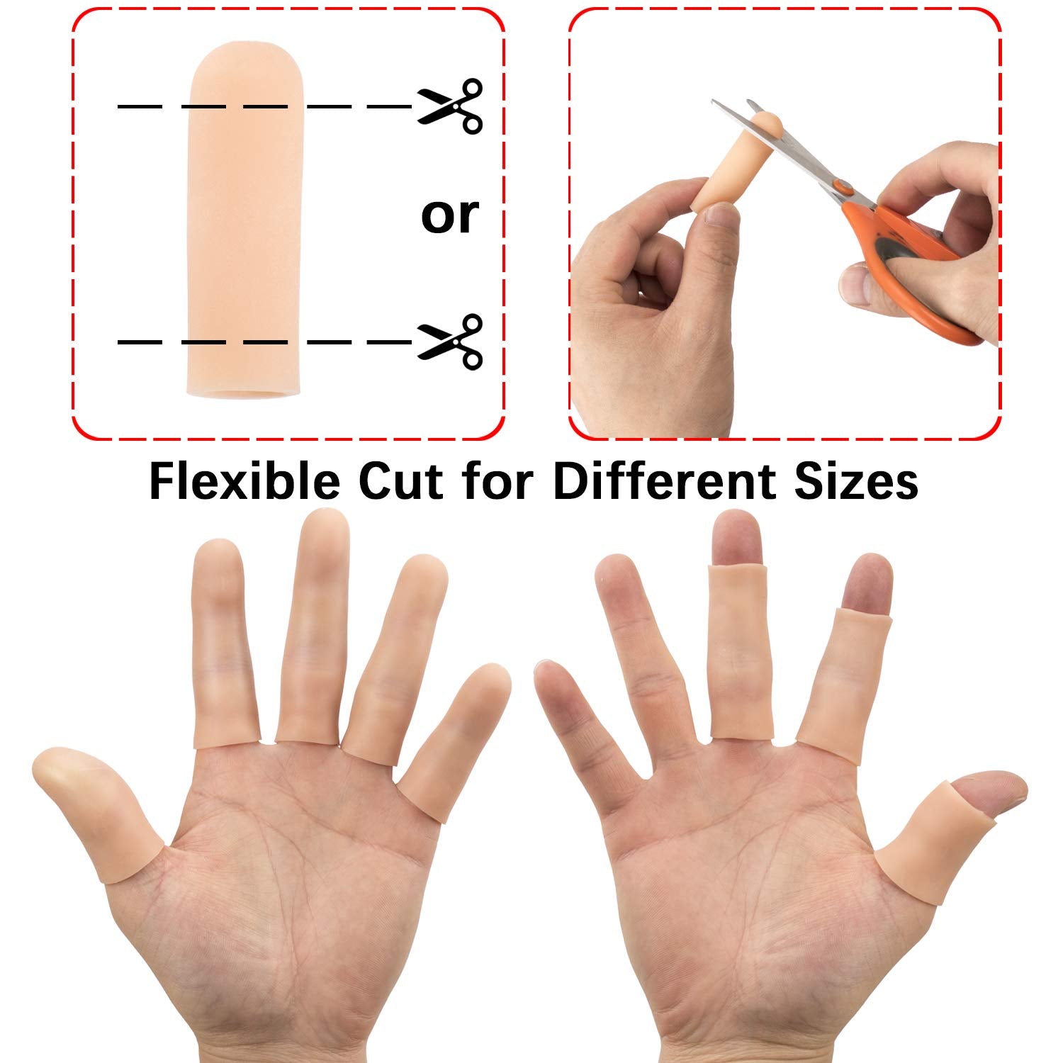 ANCIRS Gel Finger Support Protector Gloves, Gel Finger Cots/Covers - Different Sizes Silicone Fingertips for Hands Cracking, Ecz