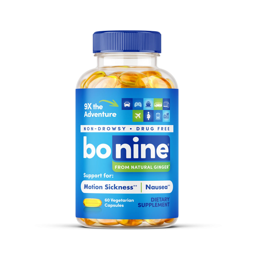Bonine Ginger Root Extract Liquid Capsules - Non-Drowsy Motion Sickness Relief - 40 mg Ginger Supplement for Morning Sickness & 