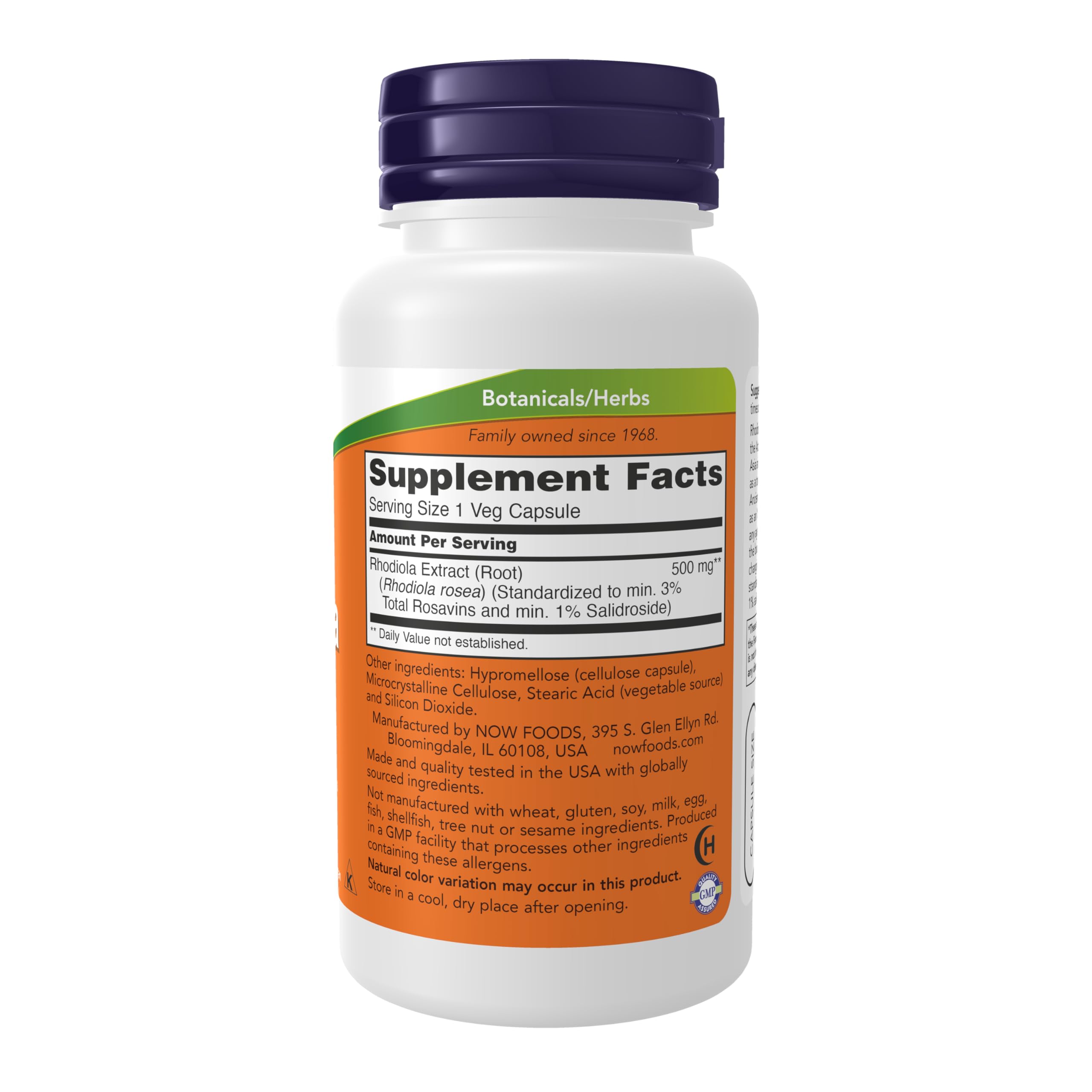 NOW Foods Supplements, Rhodiola 500 mg, Helps Body Adapt to Stress of Daily Life*, Adaptogenic Herb*, 60 Veg Capsules