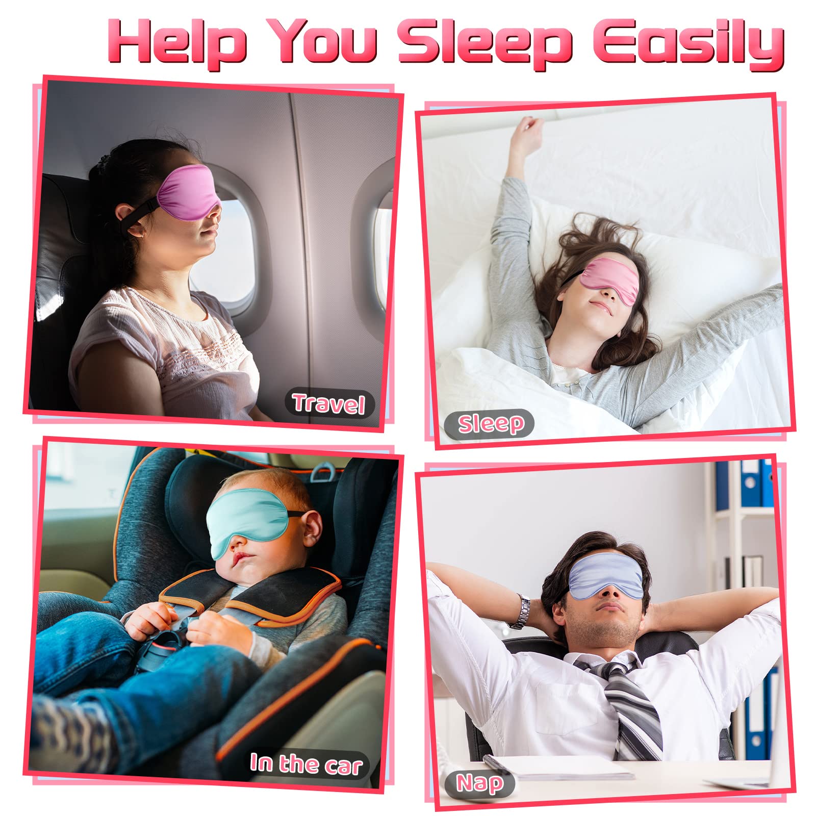 24 Pack Silk Eye Mask for Kids Smooth Soft Multicolor Blindfold with Adjustable Strap Lightweight Eye Cover Children Sleeping Ma