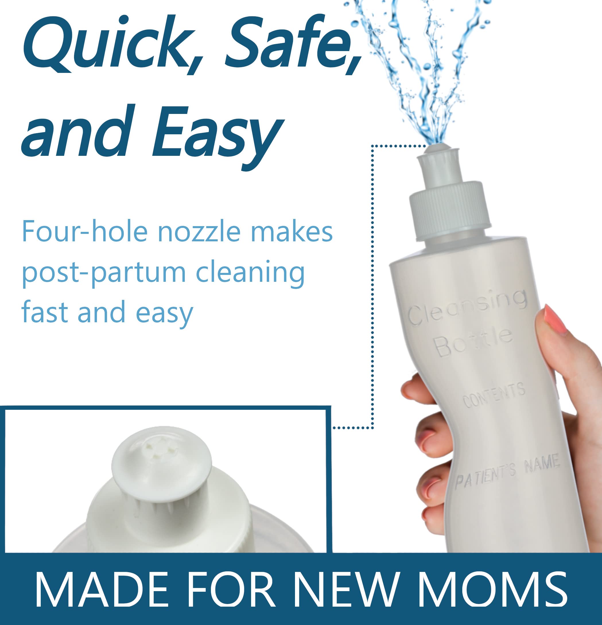 Perineal Squirt Bottle [4 Pack] Refillable Postpartum Lavette Cleansing Irrigation Peri Wash Bottle - 8oz - New Moms or Bidet Us