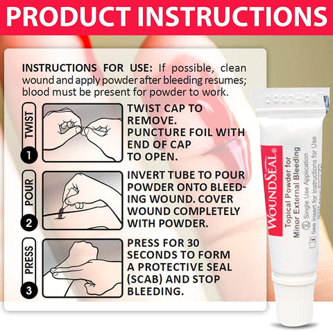 WoundSeal Powder Stops Bleeding Instantly First Aid 4 Applications Health